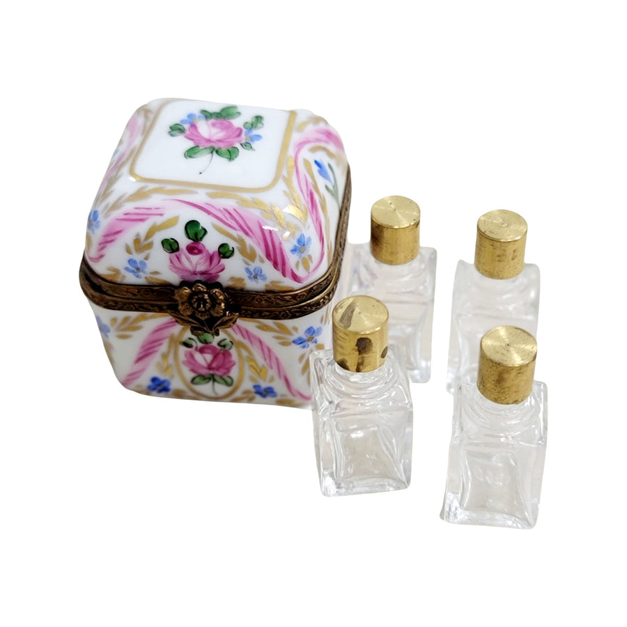Pink Floral Perfume Limoges Box Porcelain Limoges Perfume French Trinket Box