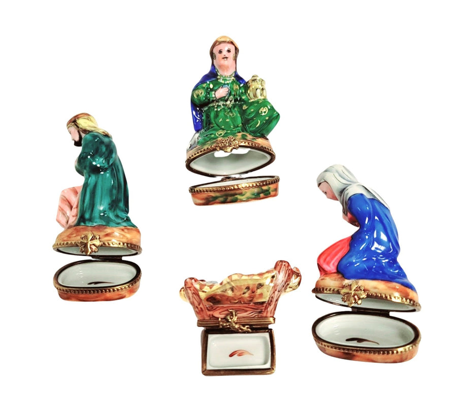 4 piece Nativity Hay Bottom Limoges Box Porcelain Figurine-nativity limoges boxes religion-CH4PIECENAT