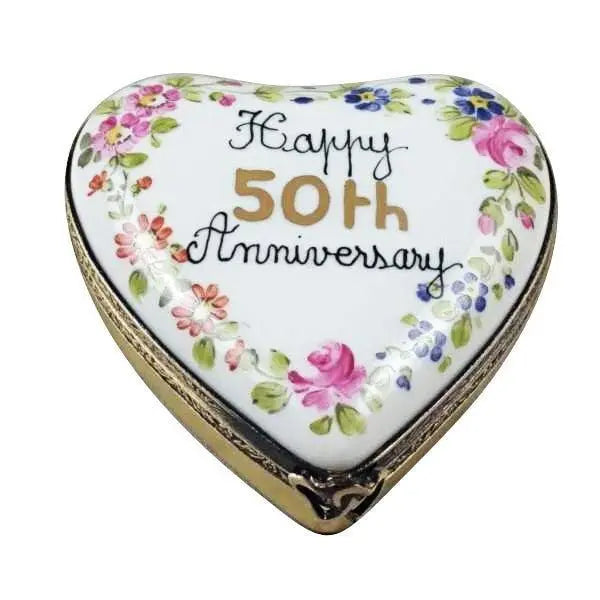 50th Anniversary Heart Porcelain Limoges Anniversary Heart Wedding French Trinket Box