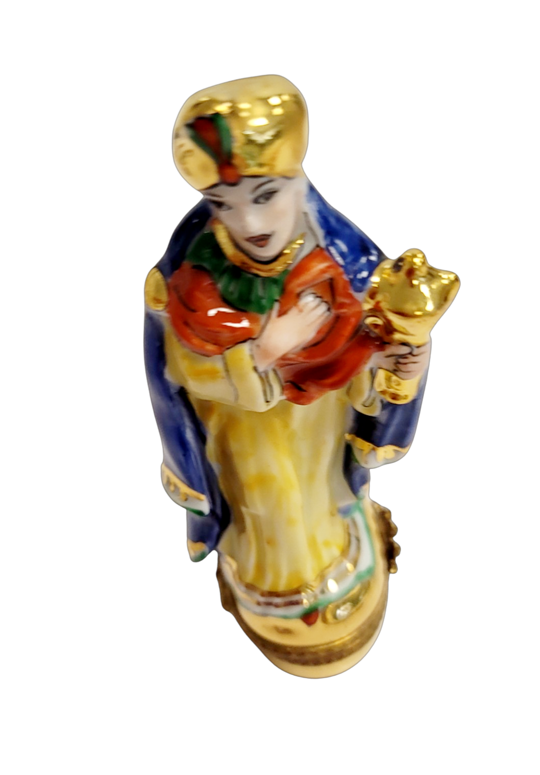 6 Piece Gold Bottom Nativity Set Porcelain Limoges nativity French Trinket Box