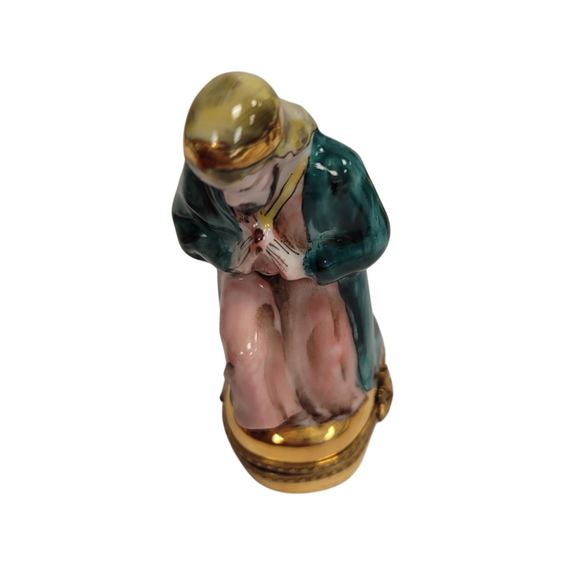 6 Piece Gold Bottom Nativity Set Porcelain Limoges nativity French Trinket Box