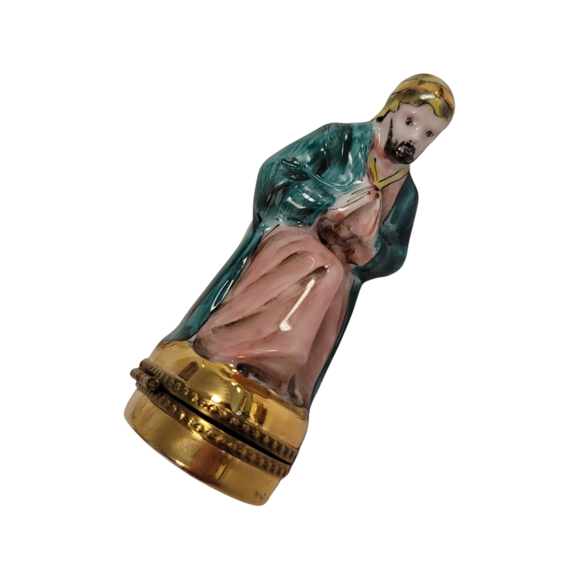 6 Piece Gold Bottom Nativity Set Porcelain Limoges nativity French Trinket Box