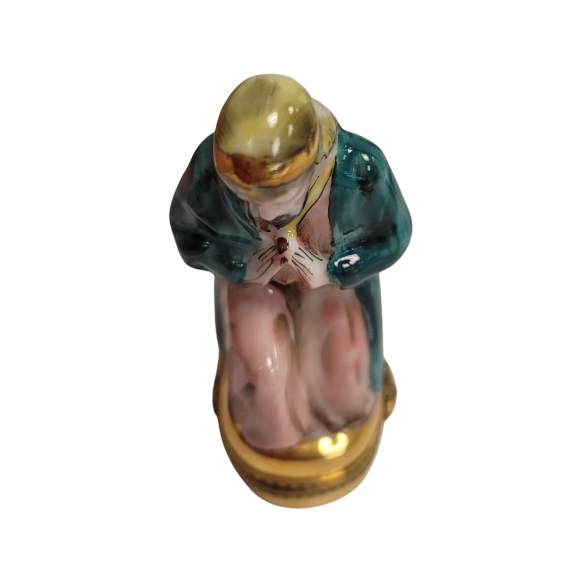 6 Piece Gold Bottom Nativity Set Porcelain Limoges nativity French Trinket Box