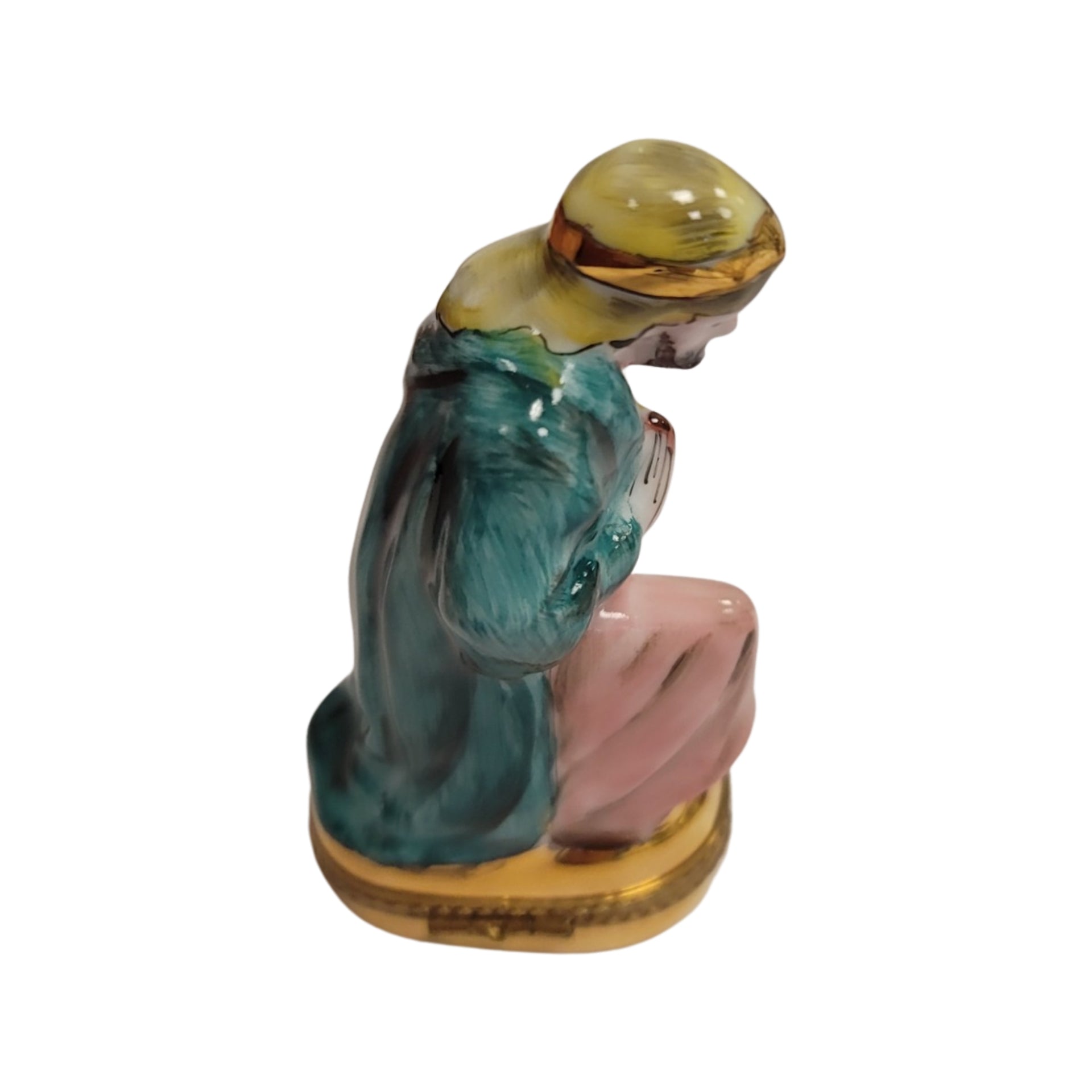 6 Piece Gold Bottom Nativity Set Porcelain Limoges nativity French Trinket Box