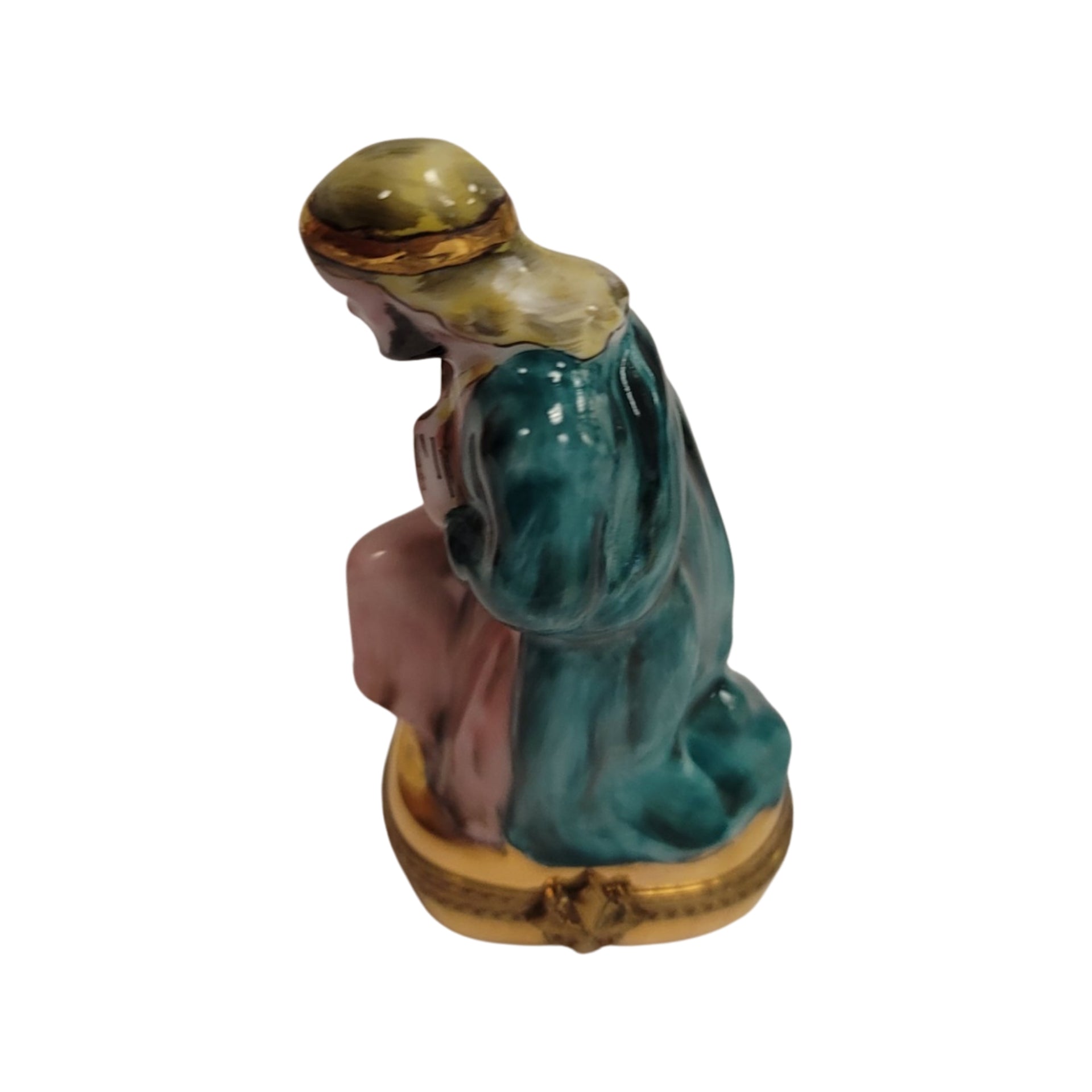 6 Piece Gold Bottom Nativity Set Porcelain Limoges nativity French Trinket Box