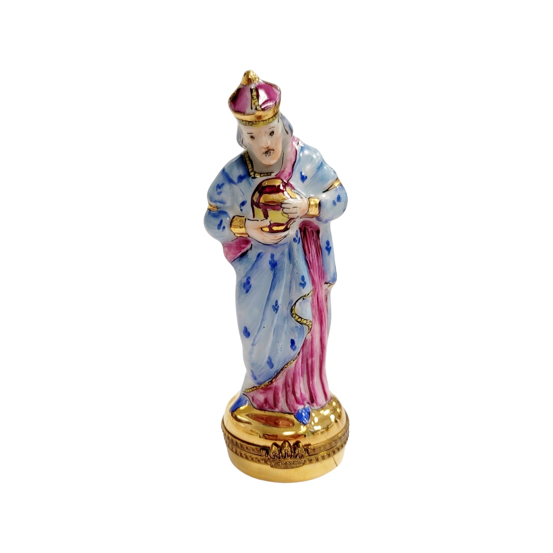 6 Piece Gold Bottom Nativity Set Porcelain Limoges nativity French Trinket Box