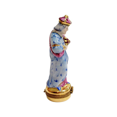 6 Piece Gold Bottom Nativity Set Porcelain Limoges nativity French Trinket Box