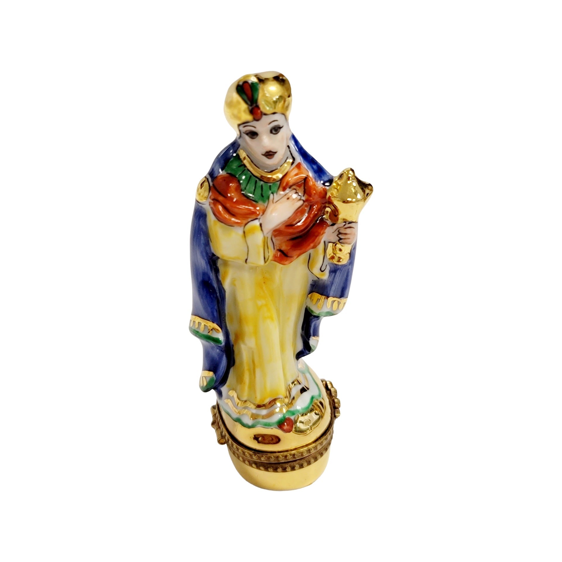 6 Piece Gold Bottom Nativity Set Porcelain Limoges nativity French Trinket Box