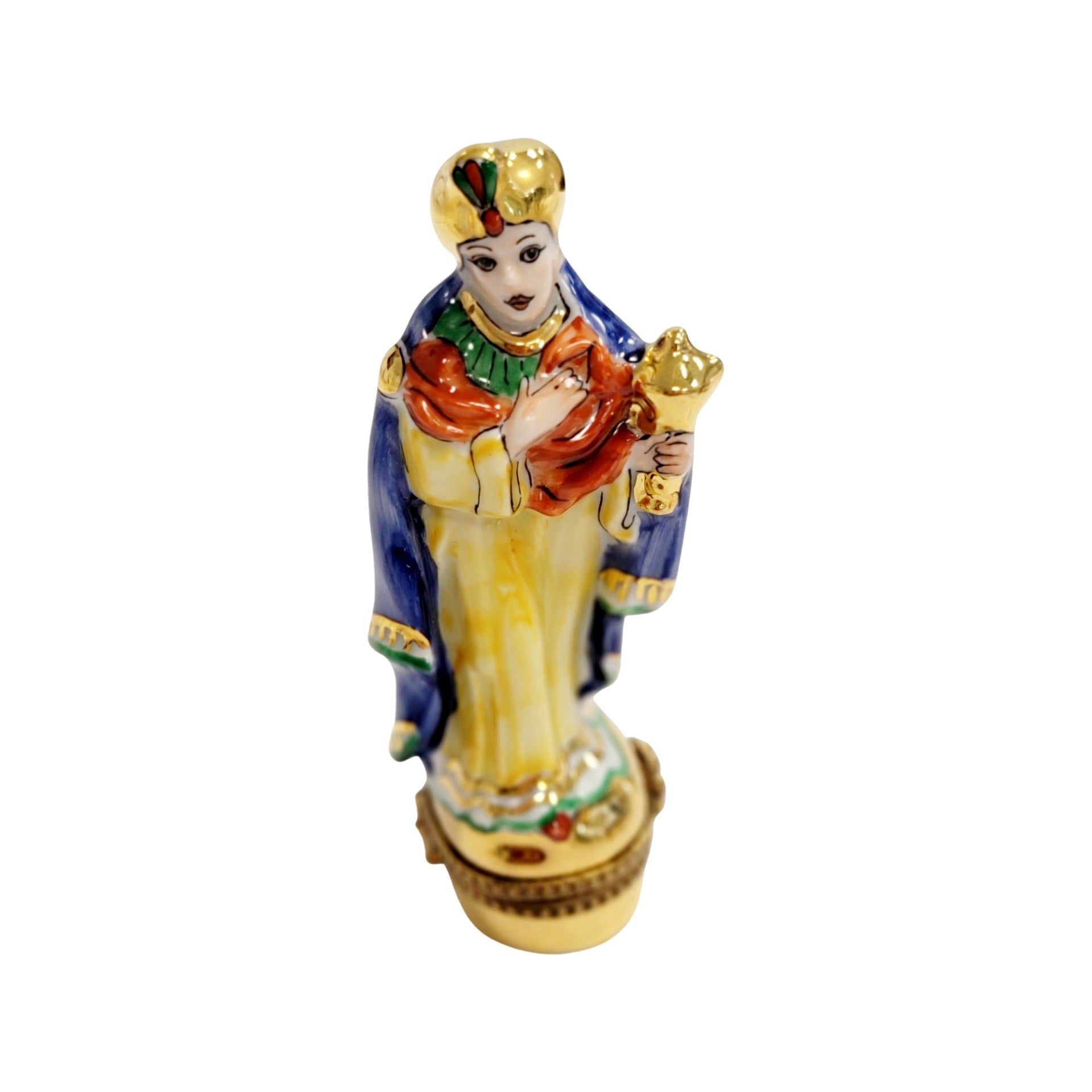 6 Piece Gold Bottom Nativity Set Porcelain Limoges nativity French Trinket Box