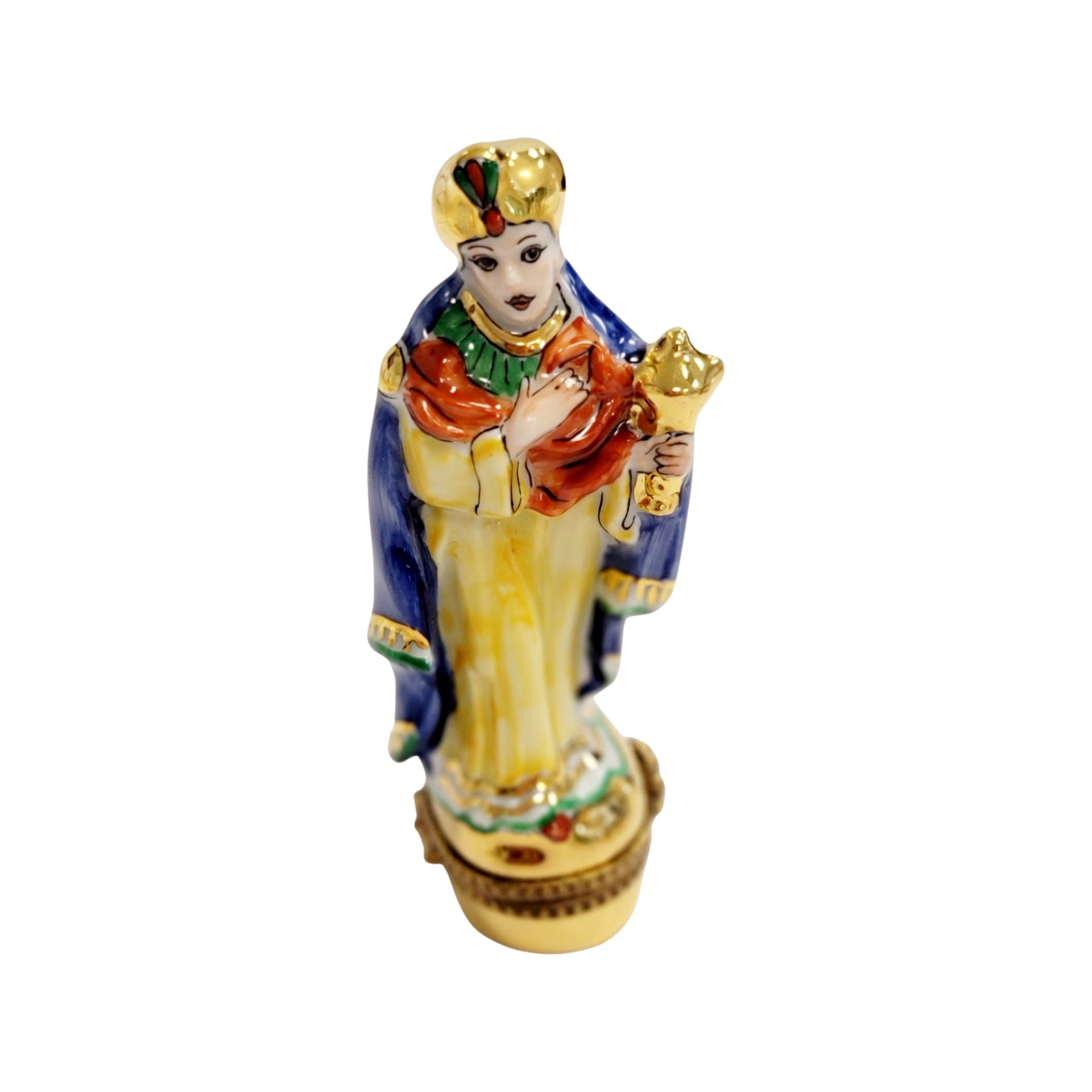 6 Piece Gold Bottom Nativity Set Porcelain Limoges nativity French Trinket Box