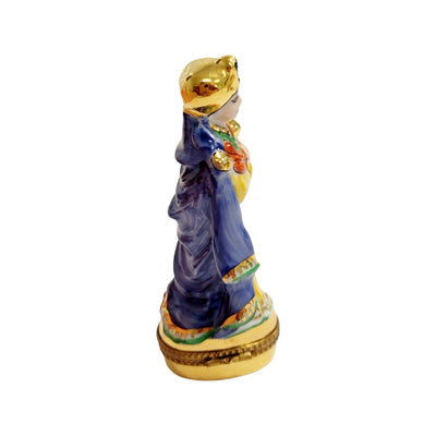 6 Piece Gold Bottom Nativity Set Porcelain Limoges nativity French Trinket Box