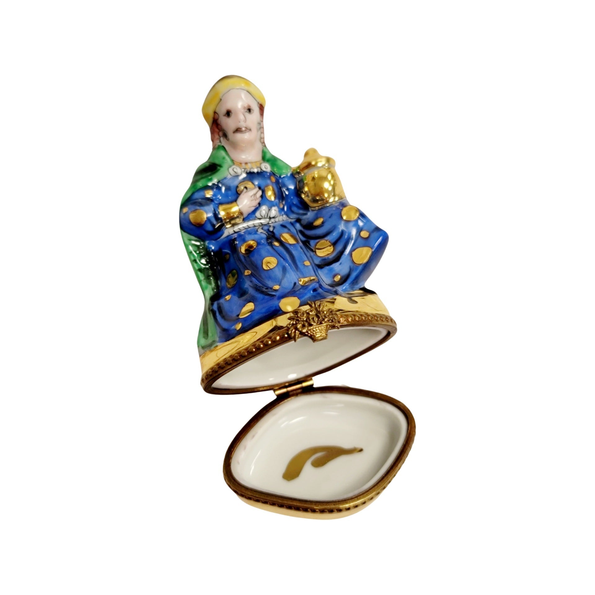 6 Piece Gold Bottom Nativity Set Porcelain Limoges nativity French Trinket Box