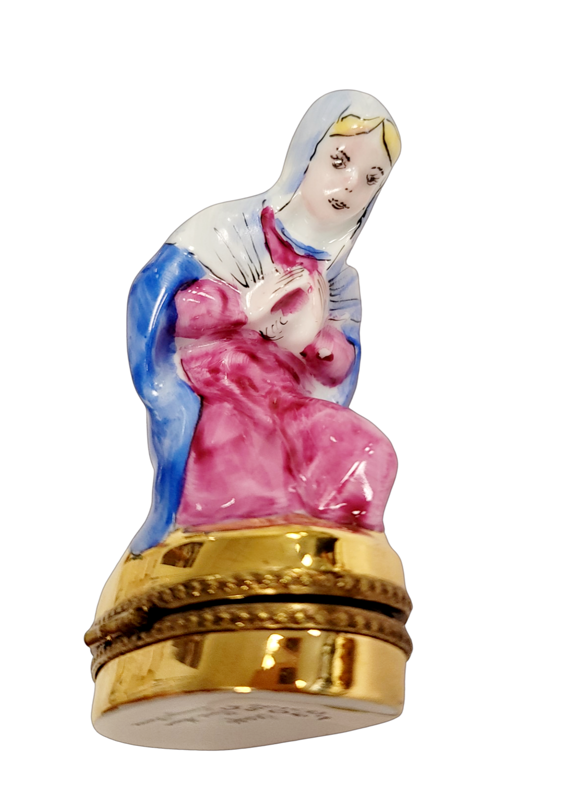 6 Piece Gold Bottom Nativity Set Porcelain Limoges nativity French Trinket Box