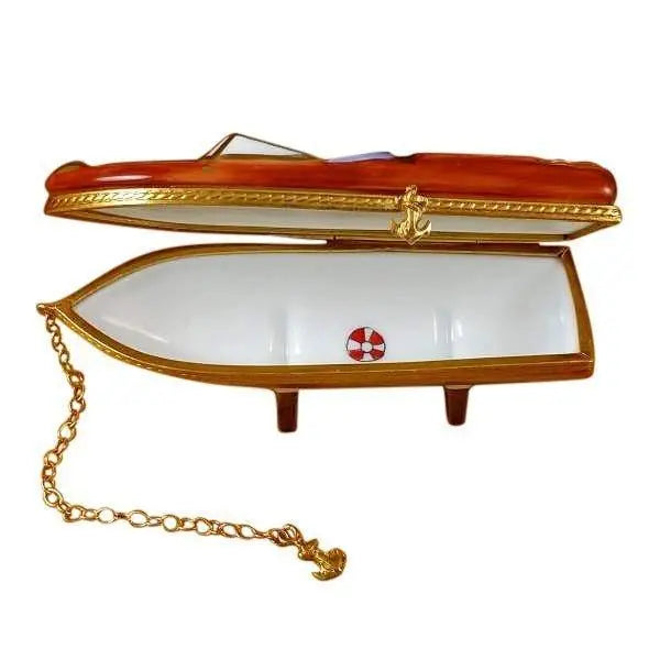 7361 Run Speed Boat Porcelain Limoges Vehicle boat sports French Trinket Box