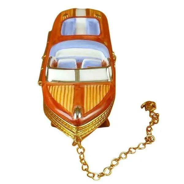 7361 Run Speed Boat Porcelain Limoges Vehicle boat sports French Trinket Box