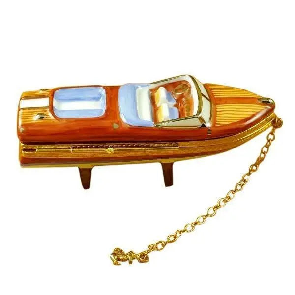 7361 Run Speed Boat Porcelain Limoges Vehicle boat sports French Trinket Box