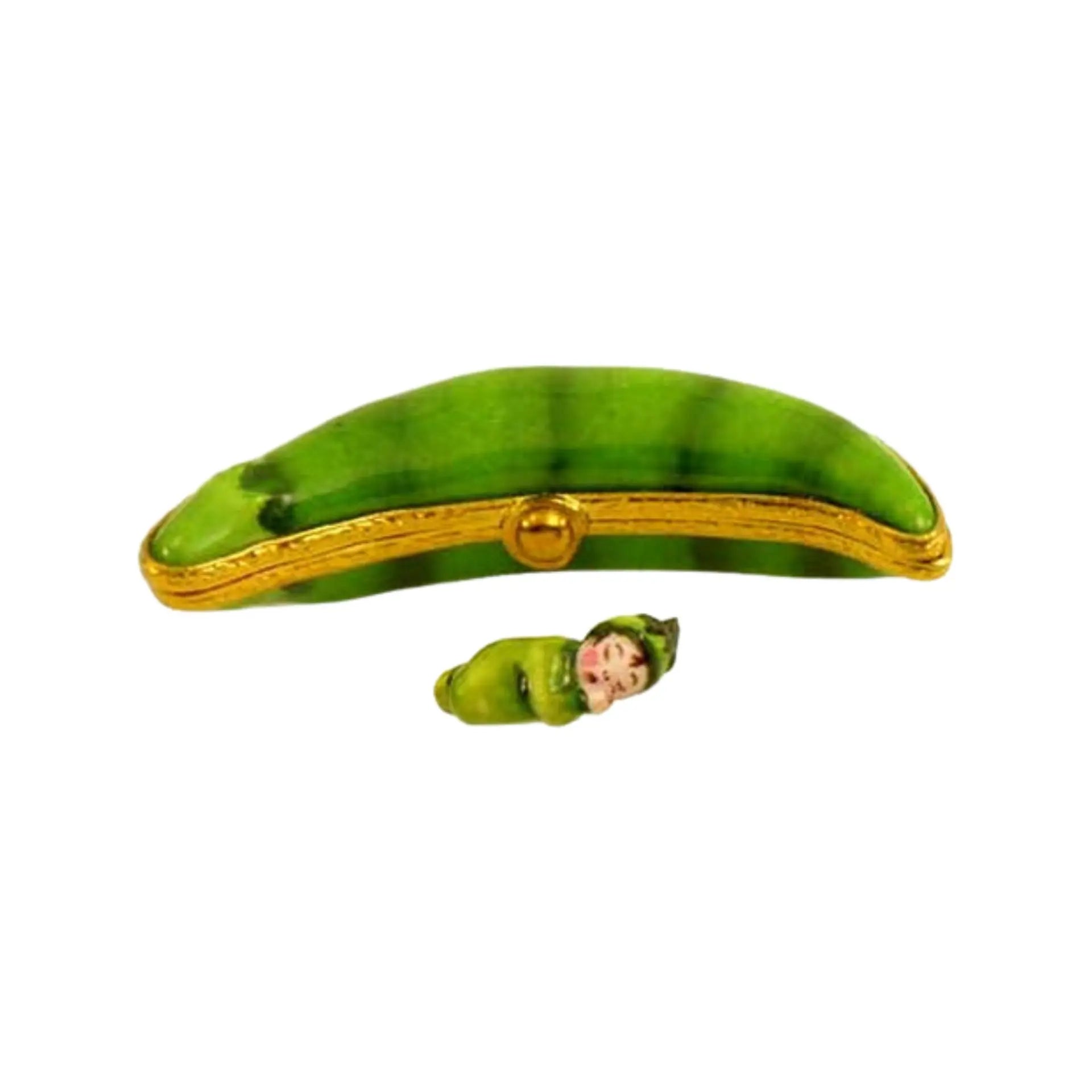 A Pea In A Pod Porcelain Limoges Vegetables Fruit French Trinket Box