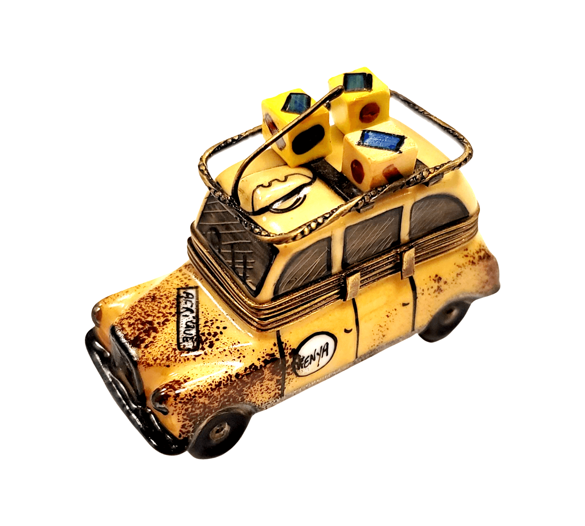 Africa Safari Adventure Vehicle Porcelain Limoges vehicle French Trinket Box