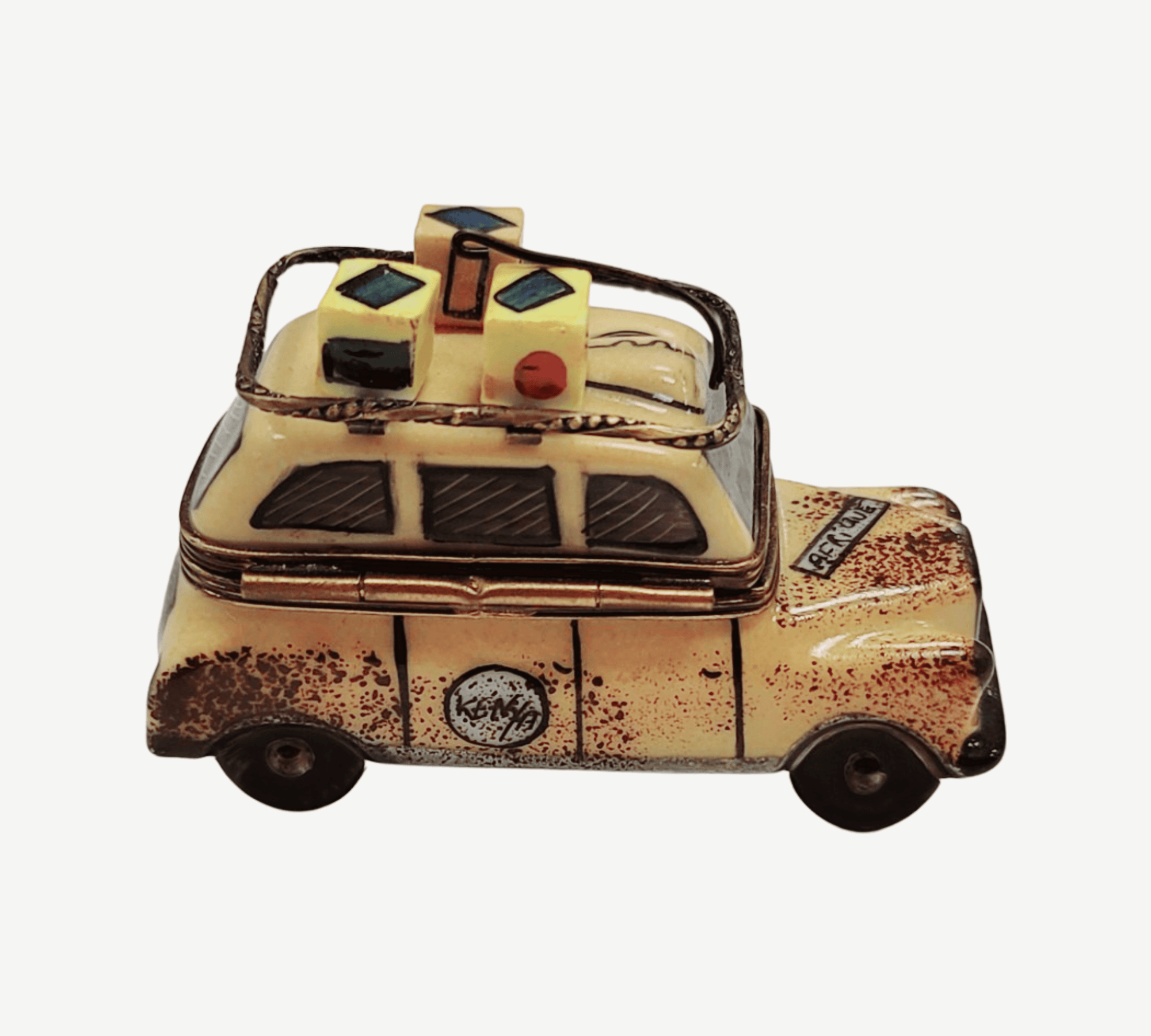 Africa Safari Adventure Vehicle Porcelain Limoges vehicle French Trinket Box