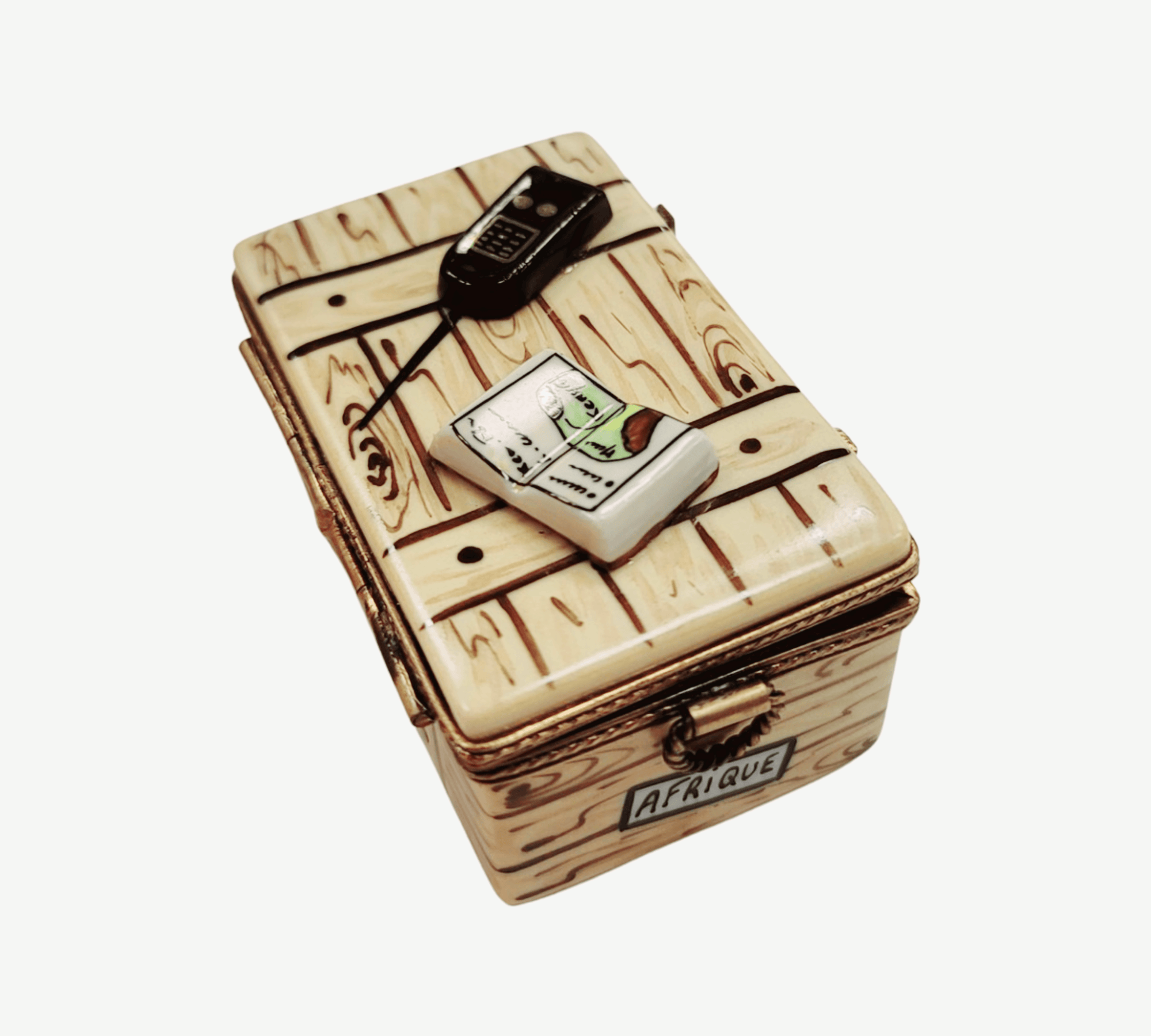 African Safari Adventure Set Porcelain Limoges vehicle French Trinket Box