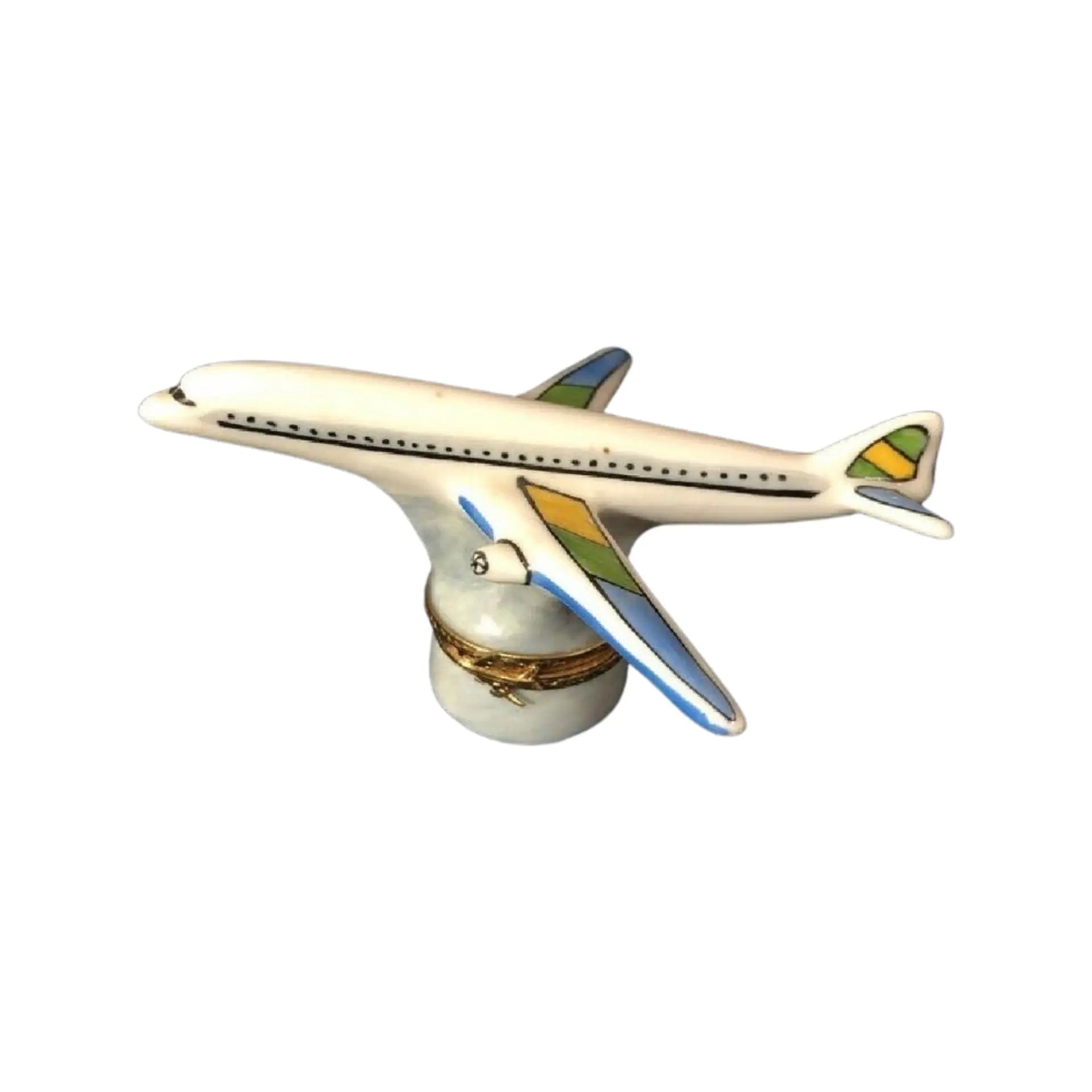 Airplane Porcelain Limoges Vehicle travel French Trinket Box