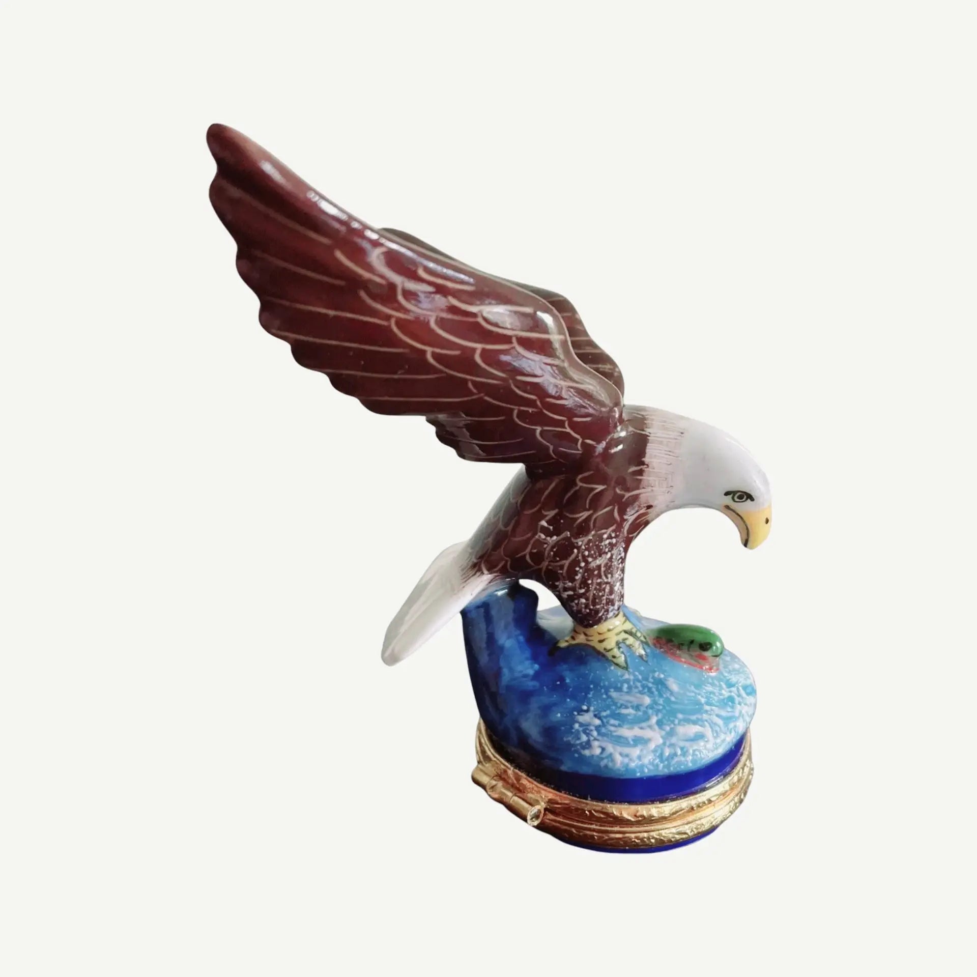 American Bald Eagle Bird Porcelain Limoges bird united states patriotic French Trinket Box