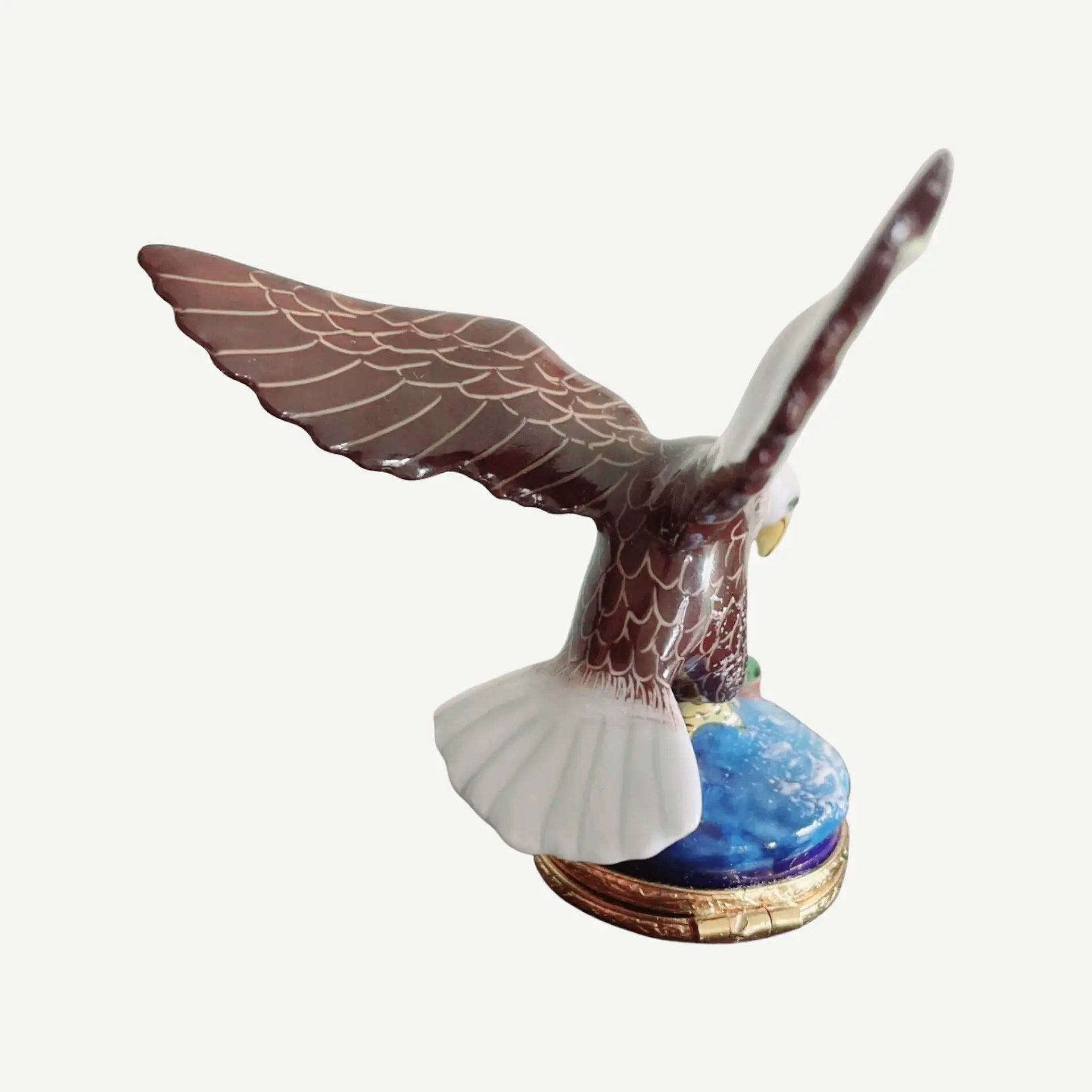American Bald Eagle Bird Porcelain Limoges bird united states patriotic French Trinket Box