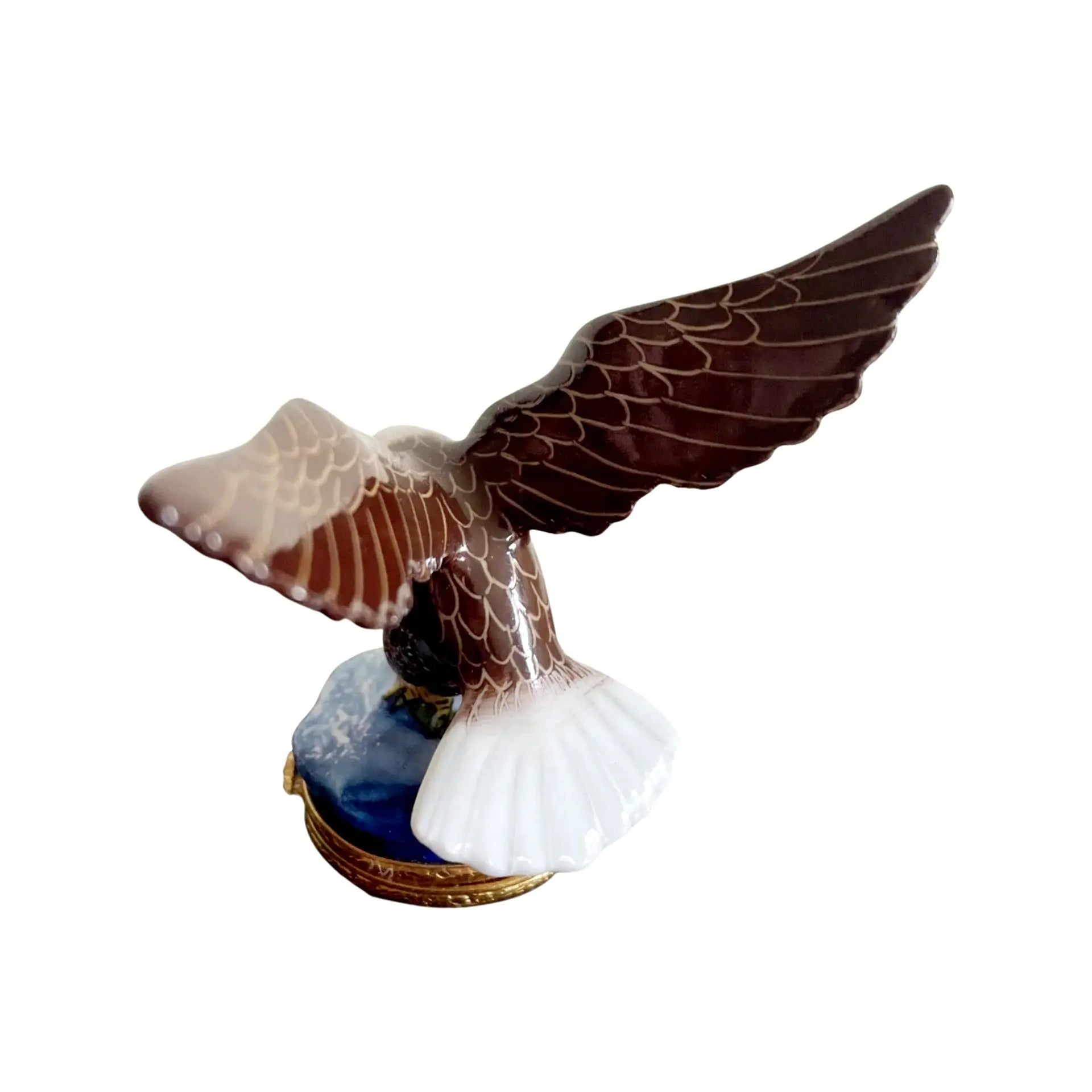 American Bald Eagle Bird Porcelain Limoges bird united states patriotic French Trinket Box