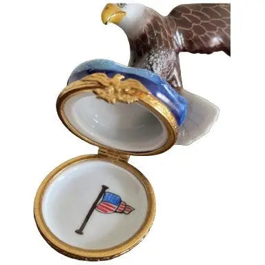 American Bald Eagle Bird Porcelain Limoges bird united states patriotic French Trinket Box