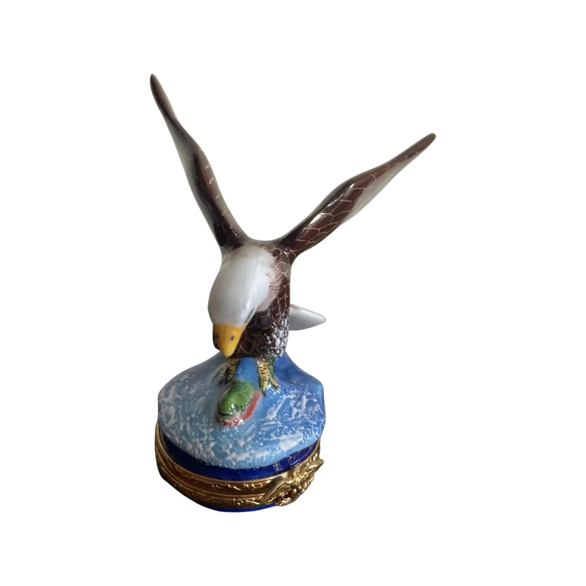 American Bald Eagle Bird Porcelain Limoges bird united states patriotic French Trinket Box