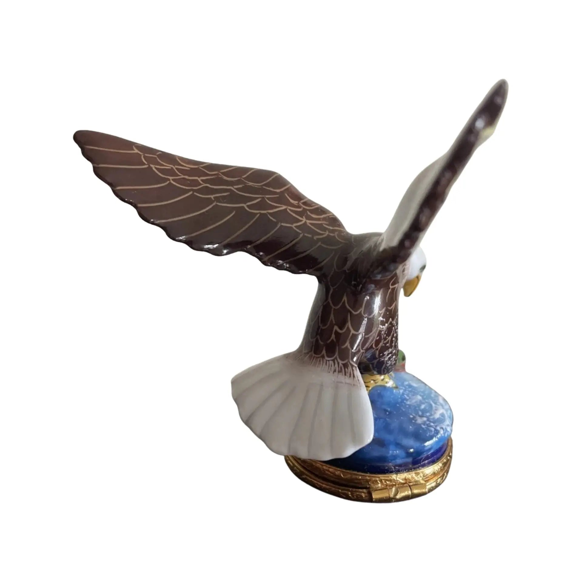 American Bald Eagle Bird Porcelain Limoges bird united states patriotic French Trinket Box