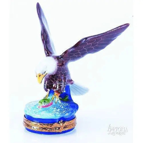 American Bald Eagle Bird Porcelain Limoges bird united states patriotic French Trinket Box