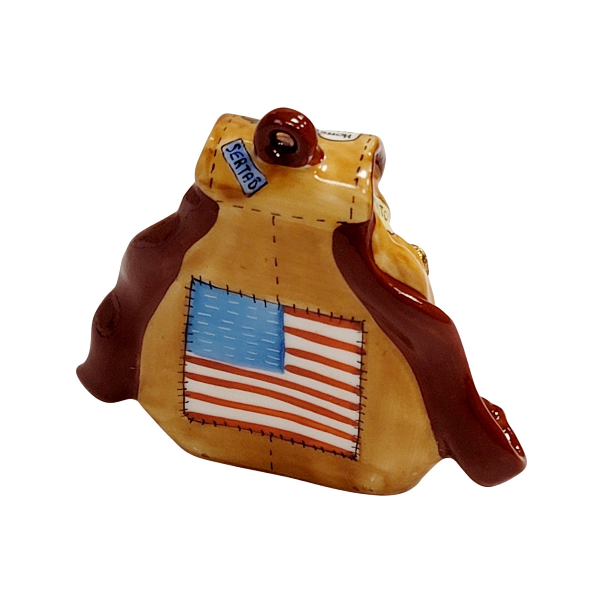 American Flag Backpack Figurine Porcelain Limoges United states purses patriotic French Trinket Box