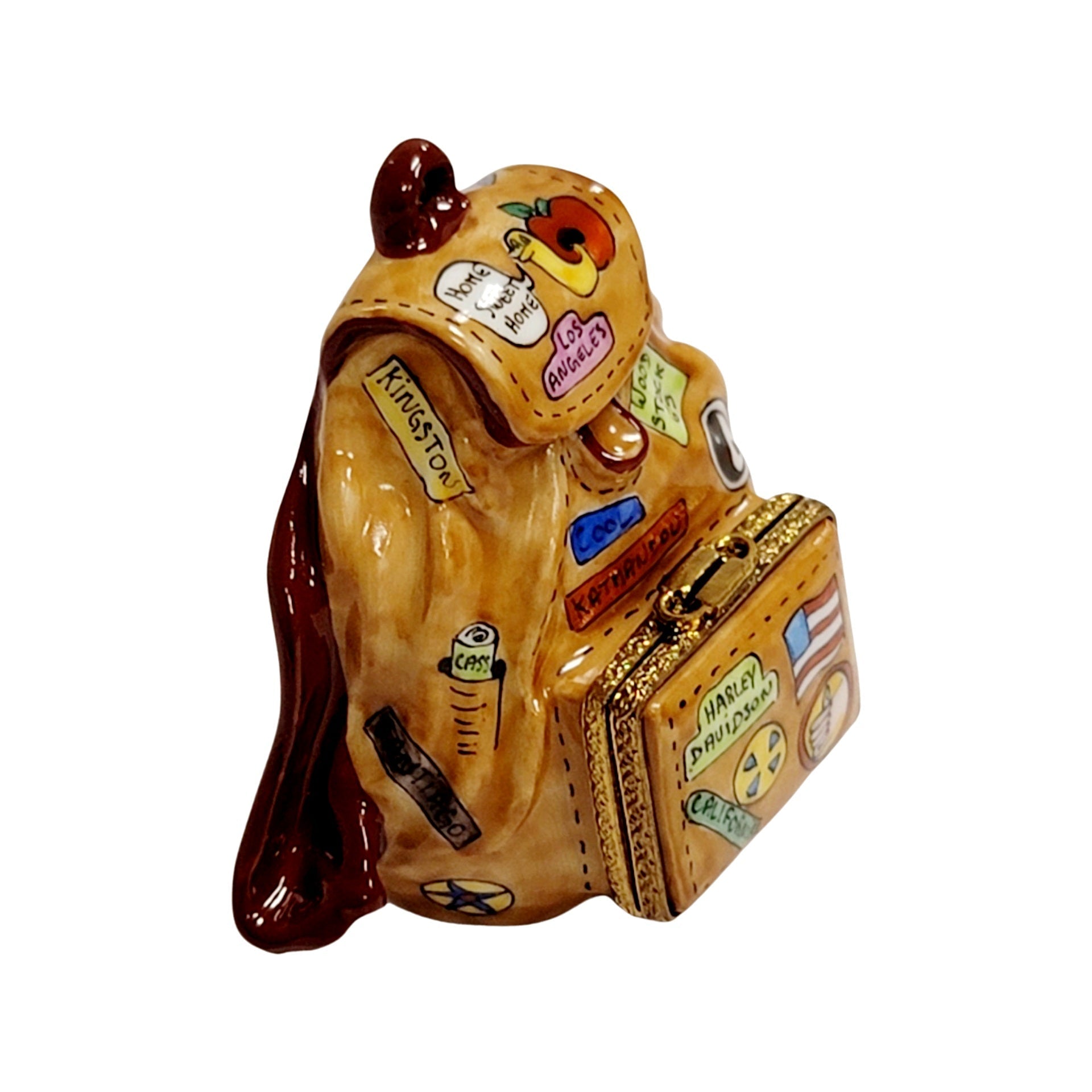 American Flag Backpack Figurine Porcelain Limoges United states purses patriotic French Trinket Box