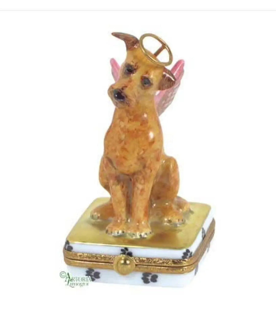 Angel Dog Artoria Porcelain Limoges dog angel religion French Trinket Box
