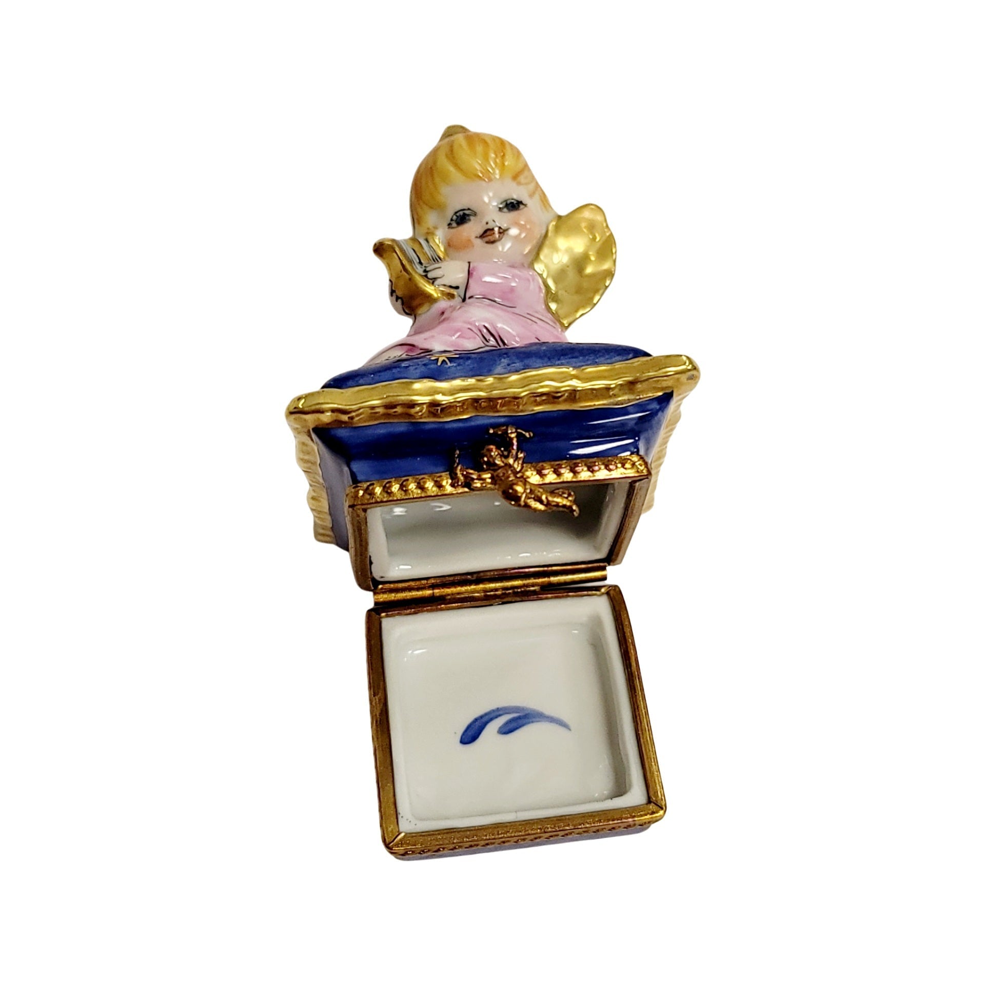 Angel with Harp Limoges Box Porcelain Limoges Angel French Trinket Box