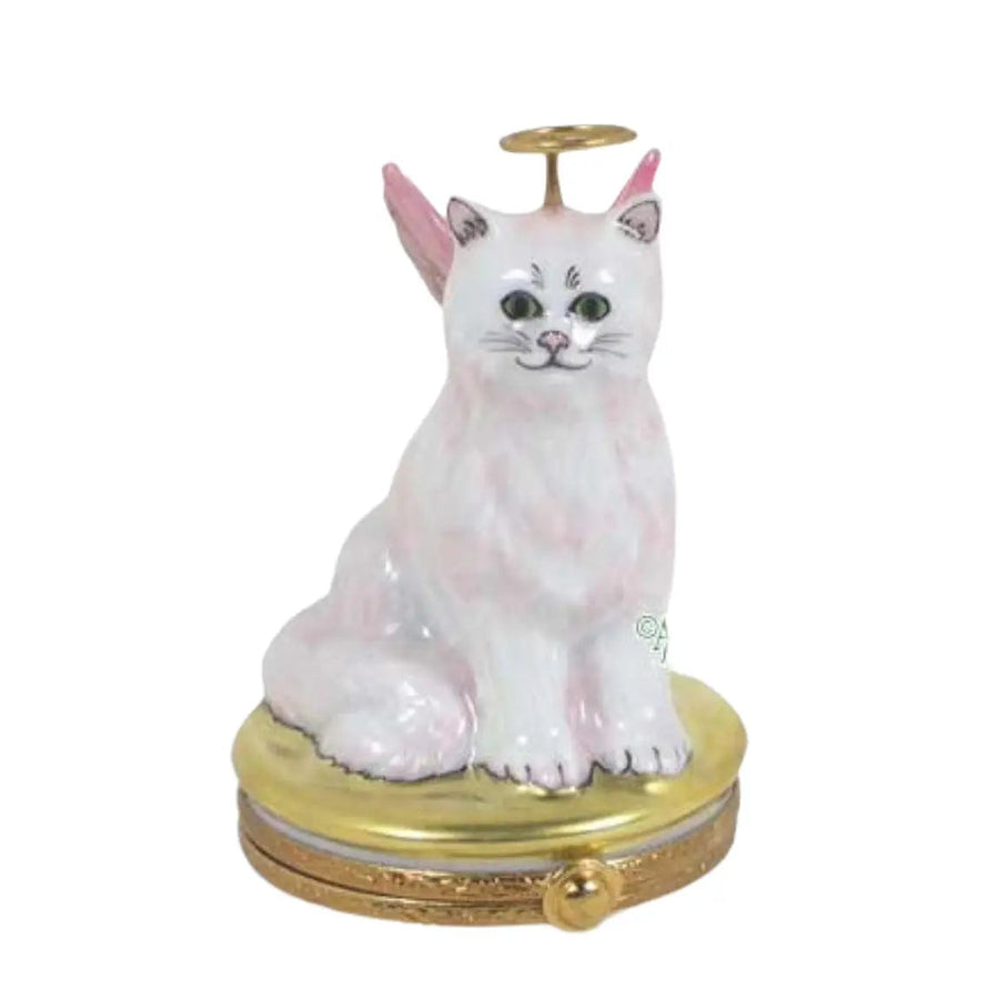 Angelic Cat Porcelain Limoges Angel French Trinket Box