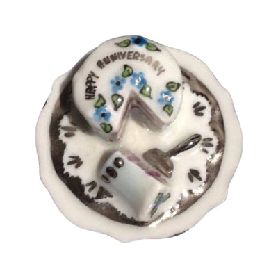 Anniversary Cake Gold Porcelain Limoges Wedding French Trinket Box