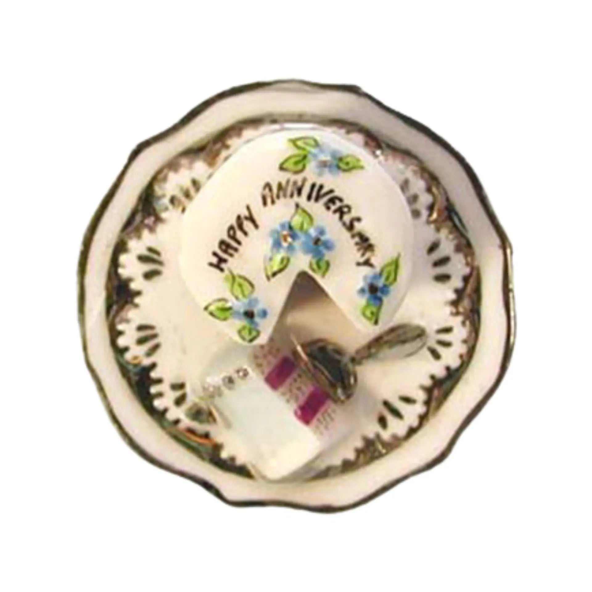 Anniversary Cake: Silver Porcelain Limoges Wedding French Trinket Box