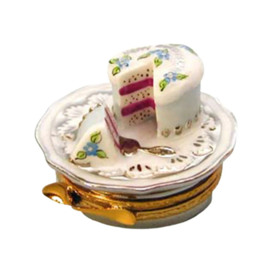 Anniversary Cake: Silver Porcelain Limoges Wedding French Trinket Box