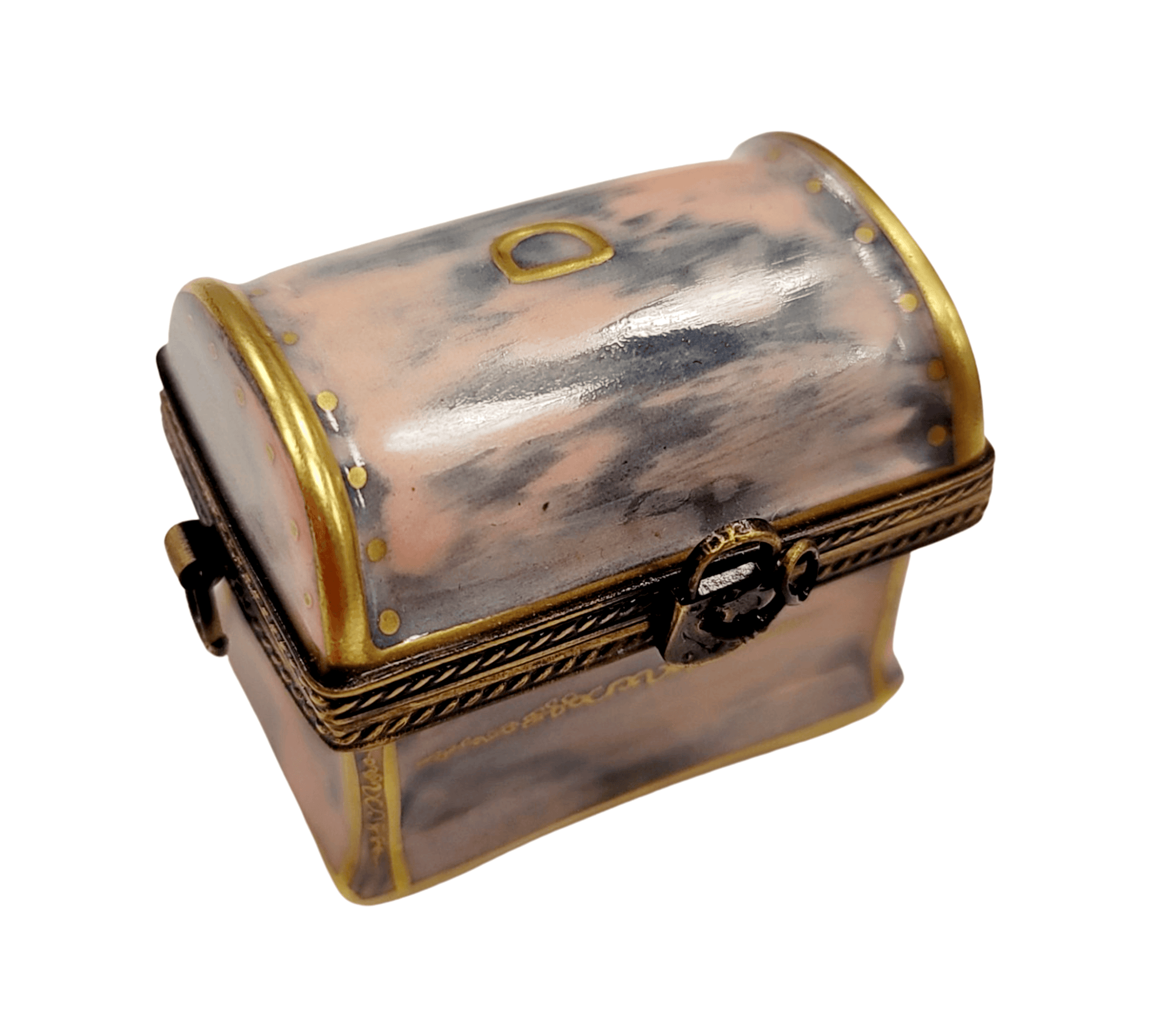 Antique Bronze Trunk Limoges Box Porcelain Limoges furniture French Trinket Box