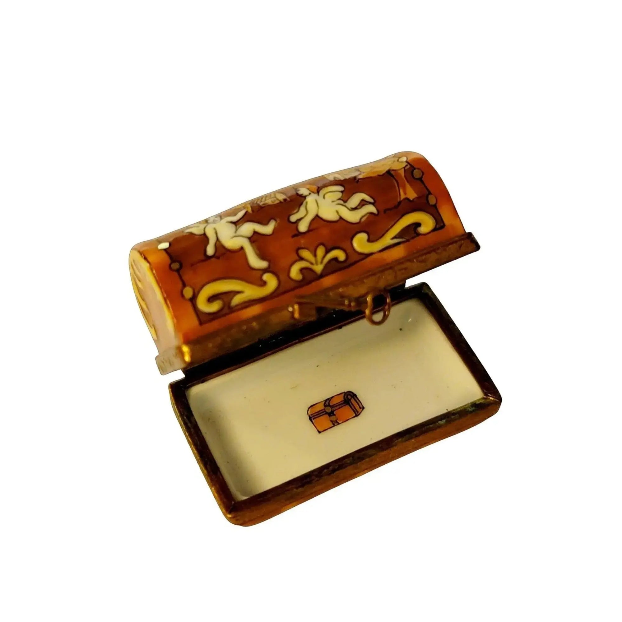 Antique Brown Chest Trinket Box Porcelain Limoges furniture French Trinket Box