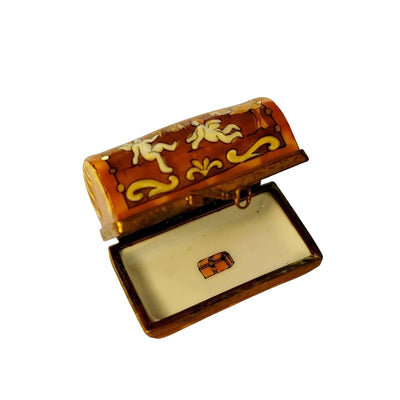 Antique Brown Chest Trinket Box Porcelain Limoges furniture French Trinket Box