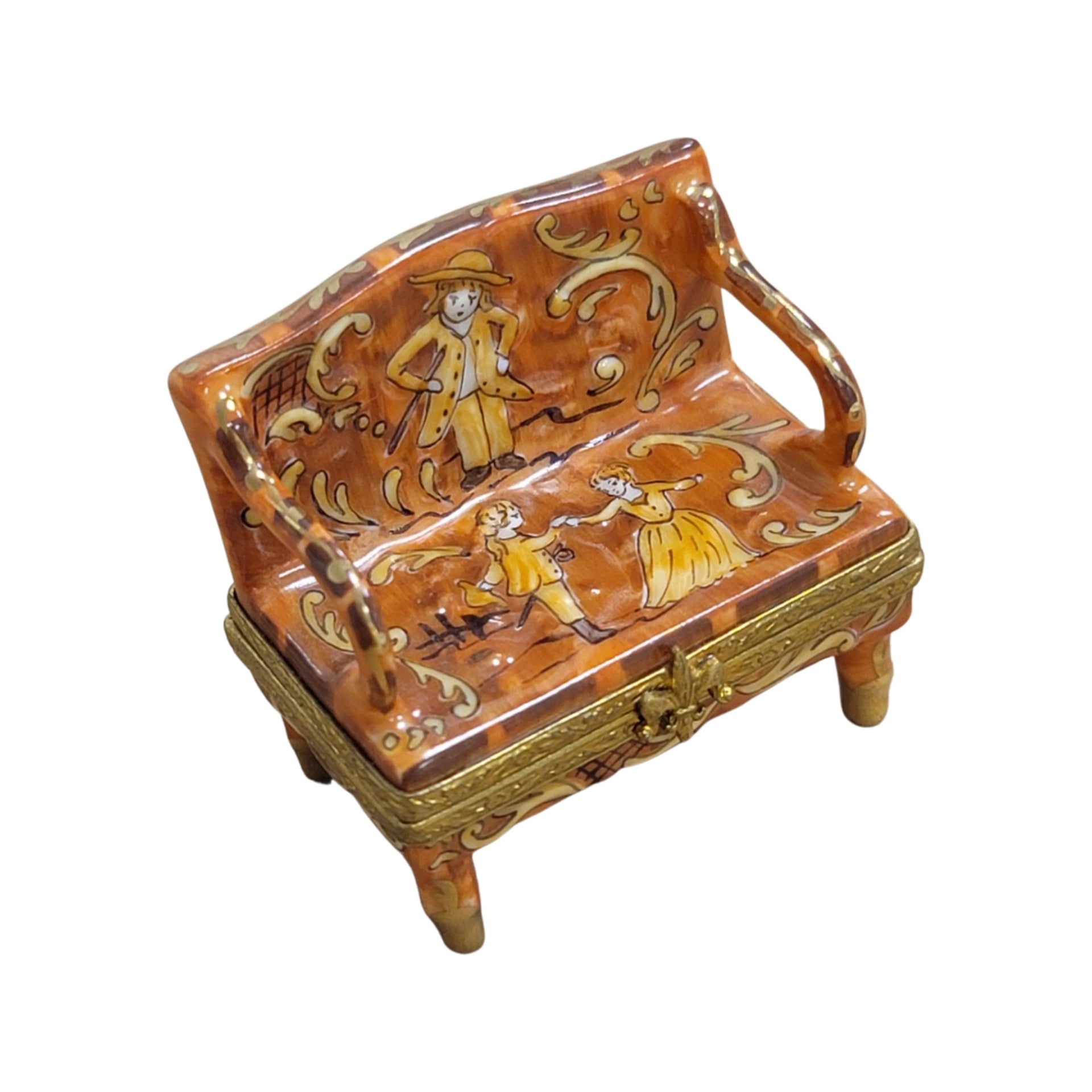 Antique French Love Seat Figurine Porcelain Limoges furniture French Trinket Box