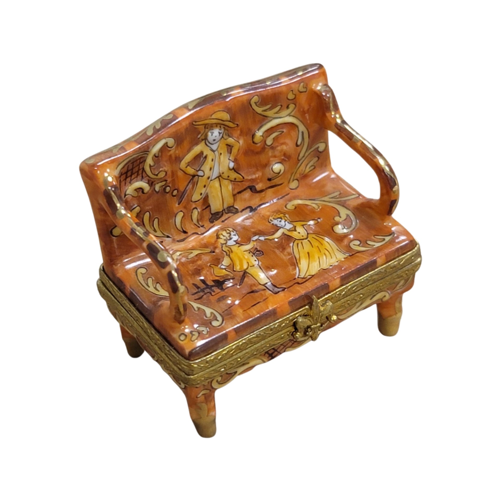 Antique French Love Seat Figurine Porcelain Limoges furniture French Trinket Box