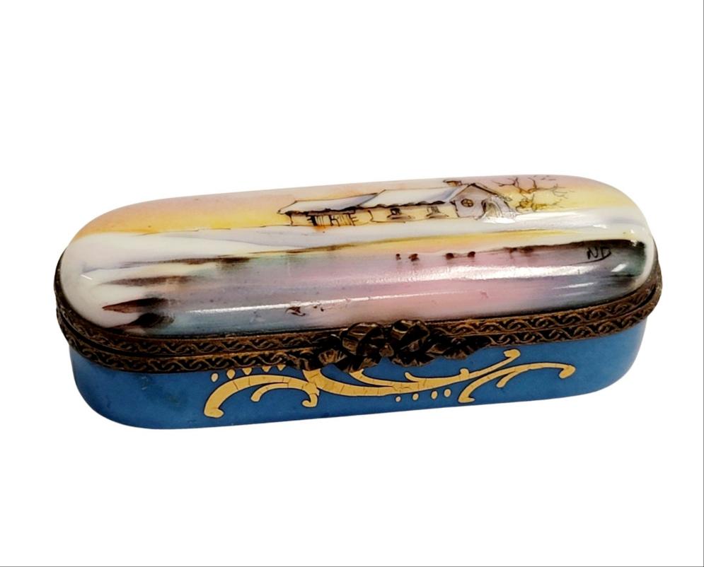 Antique Limoges Needle Pin Box Porcelain Limoges Traditional home French Trinket Box