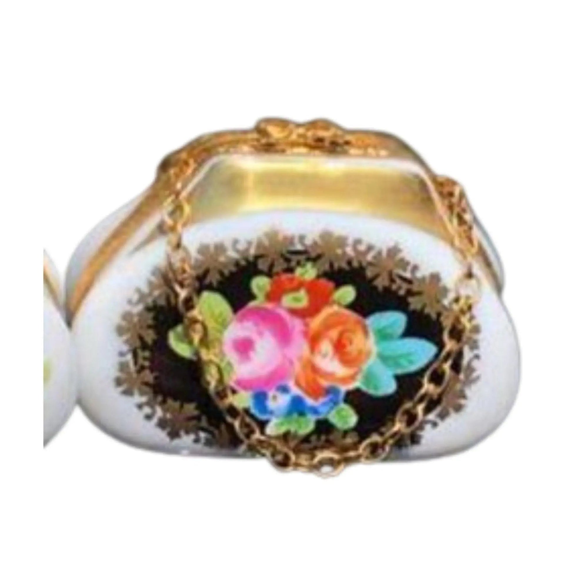 Antique Orange Floral Purse Box Porcelain Limoges purse Decal limoges box bags ladies French Trinket Box