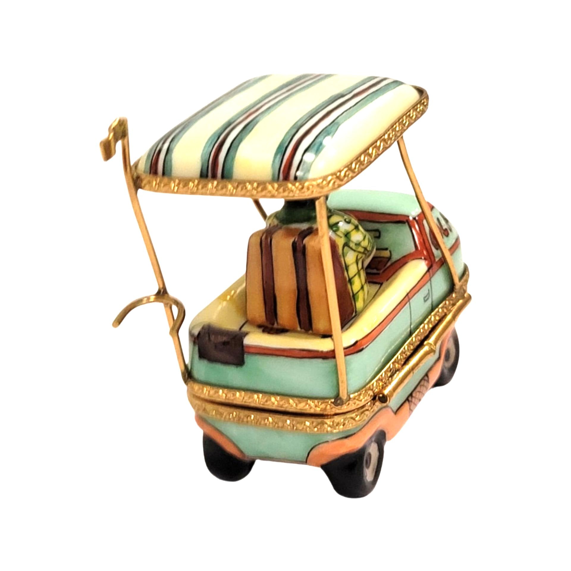 Aqua Man Golf Cart Figurine Porcelain Limoges sports golf limoges box French Trinket Box