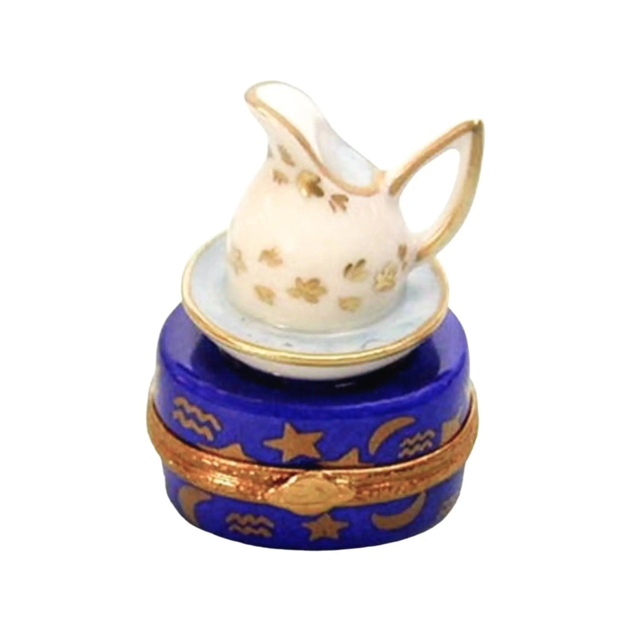Aquarius Zodiac Porcelain Limoges Zodiac birthday fairy French Trinket Box