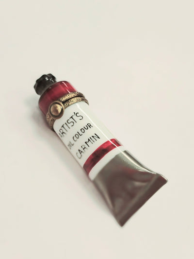 Artisan Red Paint Tube Box Porcelain Limoges Fine Art French Trinket Box